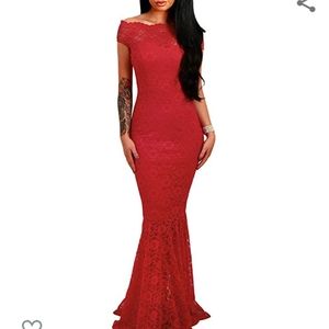 Red fit n flare formal dress